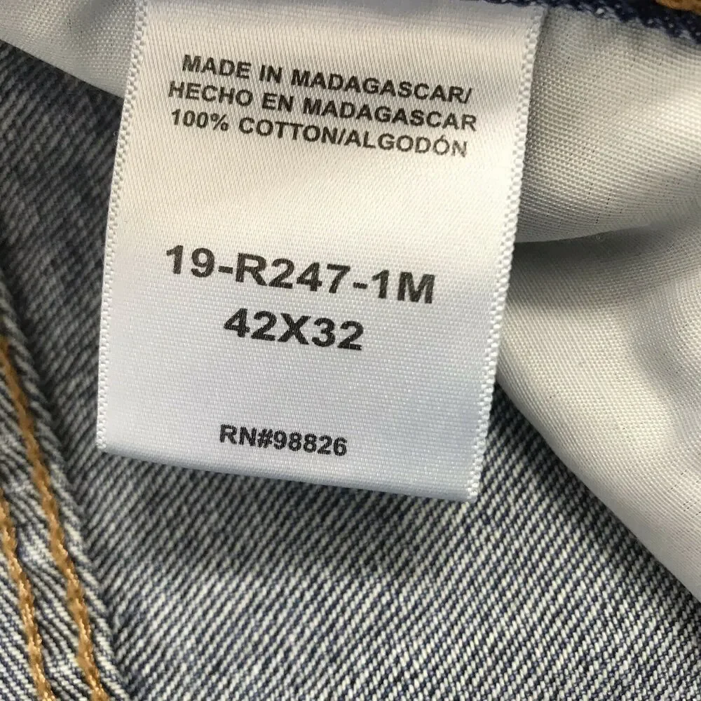 Schmidt Jeans Mens 44 x 33 Straight ‎ Medium Wash Denim Workwear